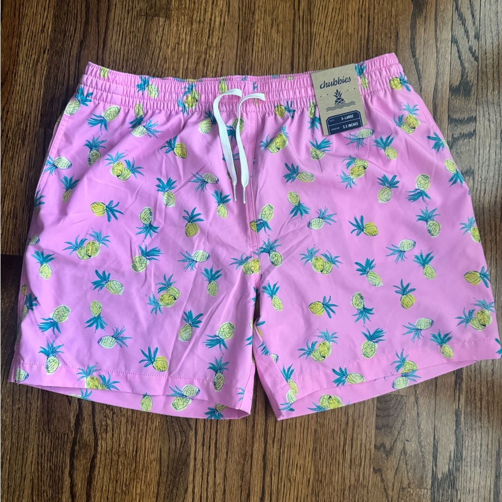 Chubbies Pink Pineapple Print Swim Trunks